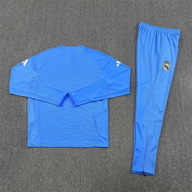 25/26 Real Madrid Light Blue Half Zipper Tracksuit - Image 6