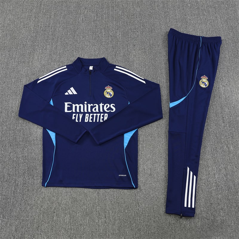 25/26 Real Madrid Royal Blue Half Zipper Tracksuit - Image 2