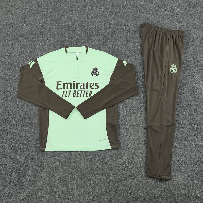 25/26 Real Madrid Light Green Half Zipper Tracksuit - Image 2