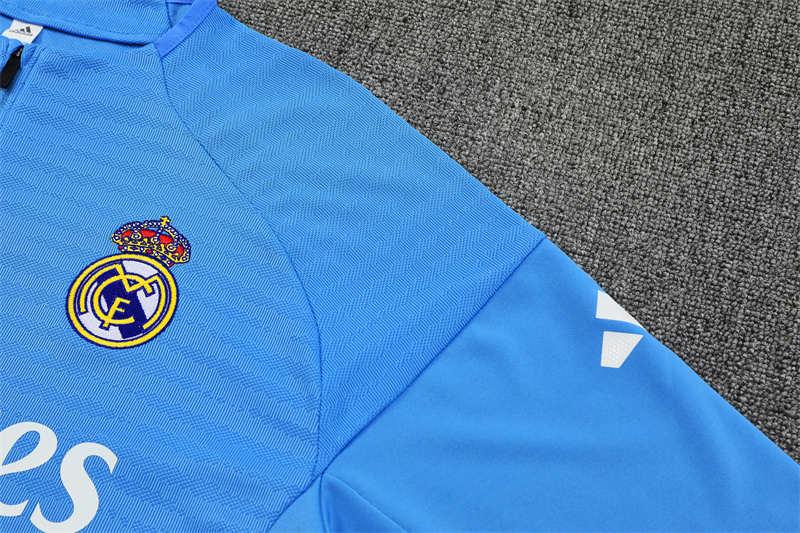 25/26 Real Madrid Light Blue Half Zipper Tracksuit - Image 4