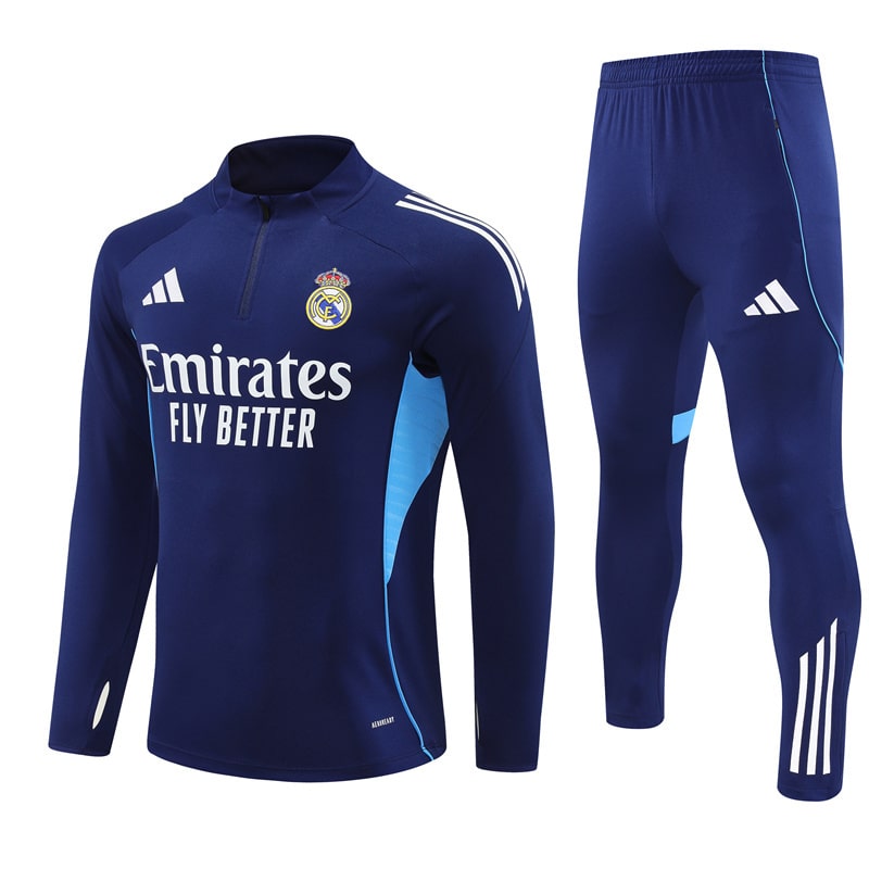 25/26 Real Madrid Royal Blue Half Zipper Tracksuit
