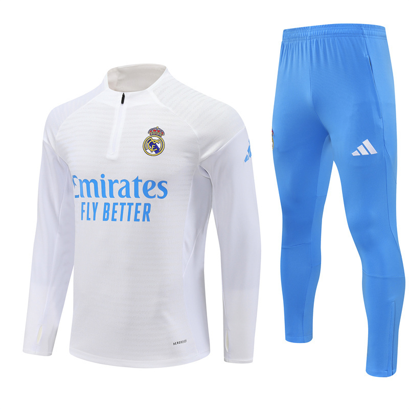 25/26 Real Madrid White Half Zipper Tracksuit