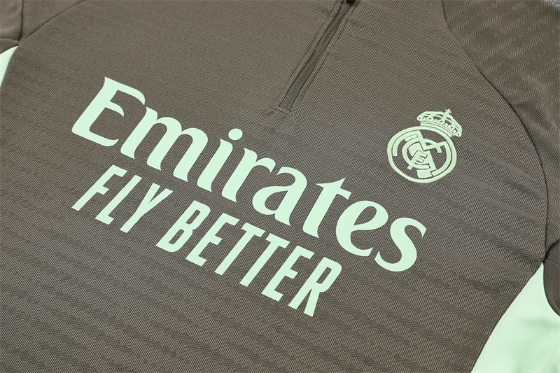 25/26 Real Madrid Khaki Half Zipper Tracksuit - Image 3