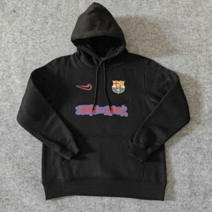 FC Barcelona x Travis scott Black Clasico Hoodie – Blue & Red effect